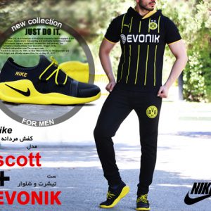 پکیج تیشرت و شلوار Evonik و کفش nike مدل scott